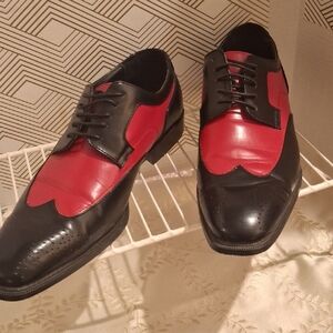 Stylish Bolano Black and Red Men's Derby Shoes